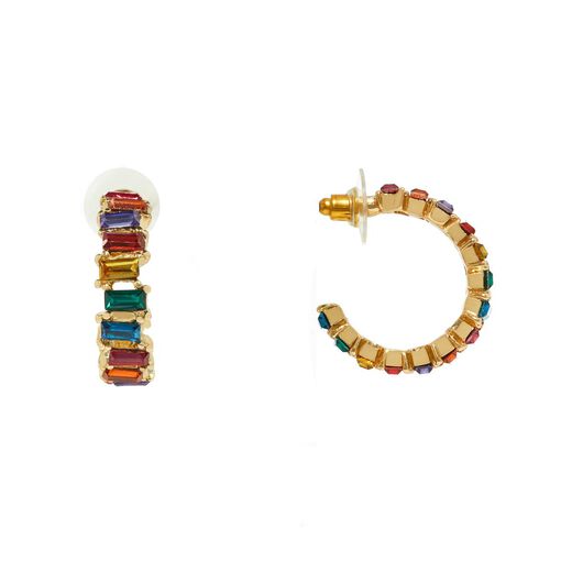 Rainbow gems hoop earrings